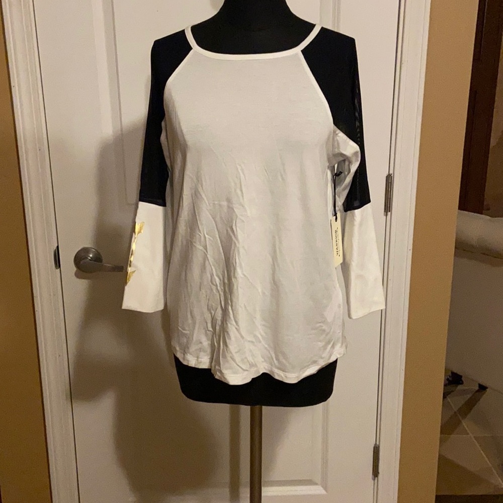 Top with black mesh shoulders